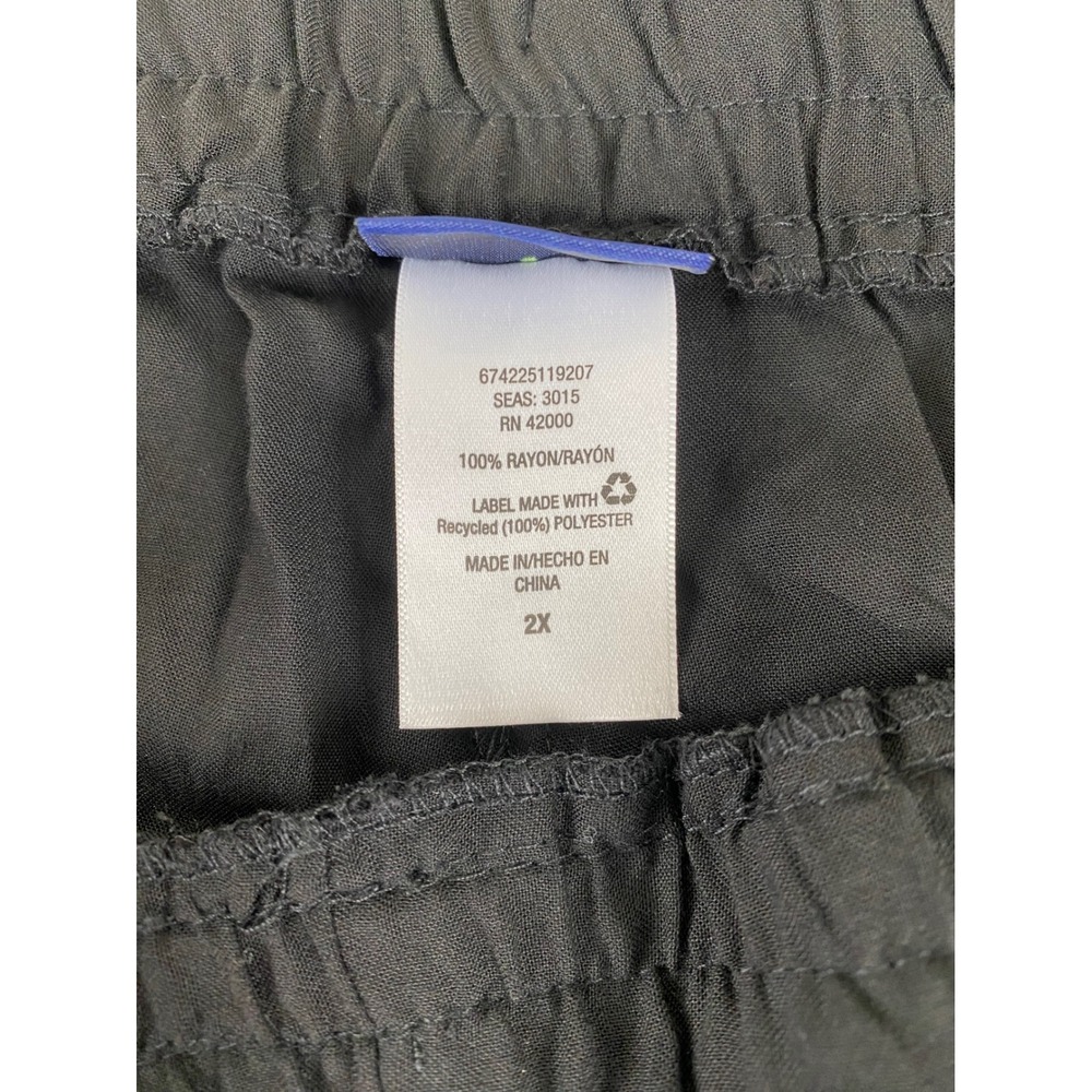 Basic Editions Woman 2X Black Rayon Blend Lounge Pants Drawstring Waist NWT - Picture 4 of 12